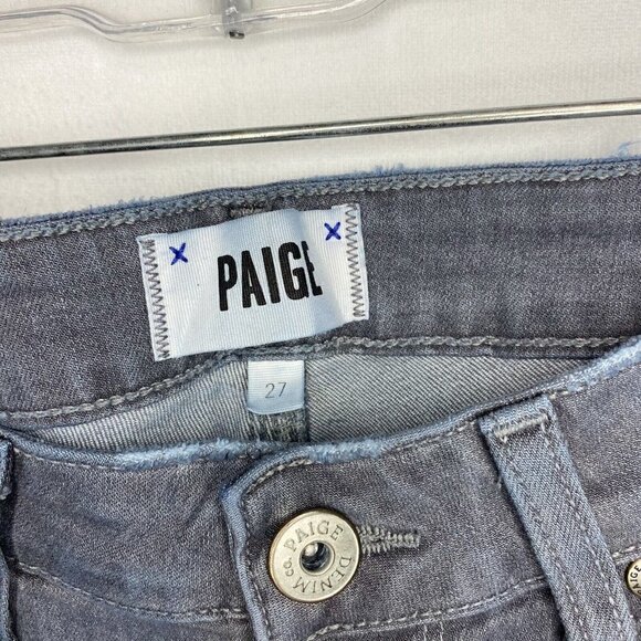 Paige Verdugo Ankle Gray Jeans Raw Cut Hem Skinny Sea Salt Women Size 27x27 - Picture 5 of 7